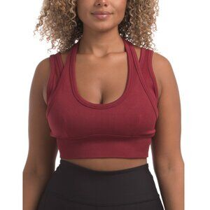 90 DEGREE BY REFLEX Tibetan Red Seamless Double Layer Rib Bra With Cups